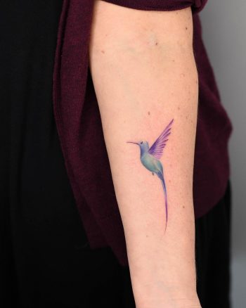 Watercolor colibri tattoo