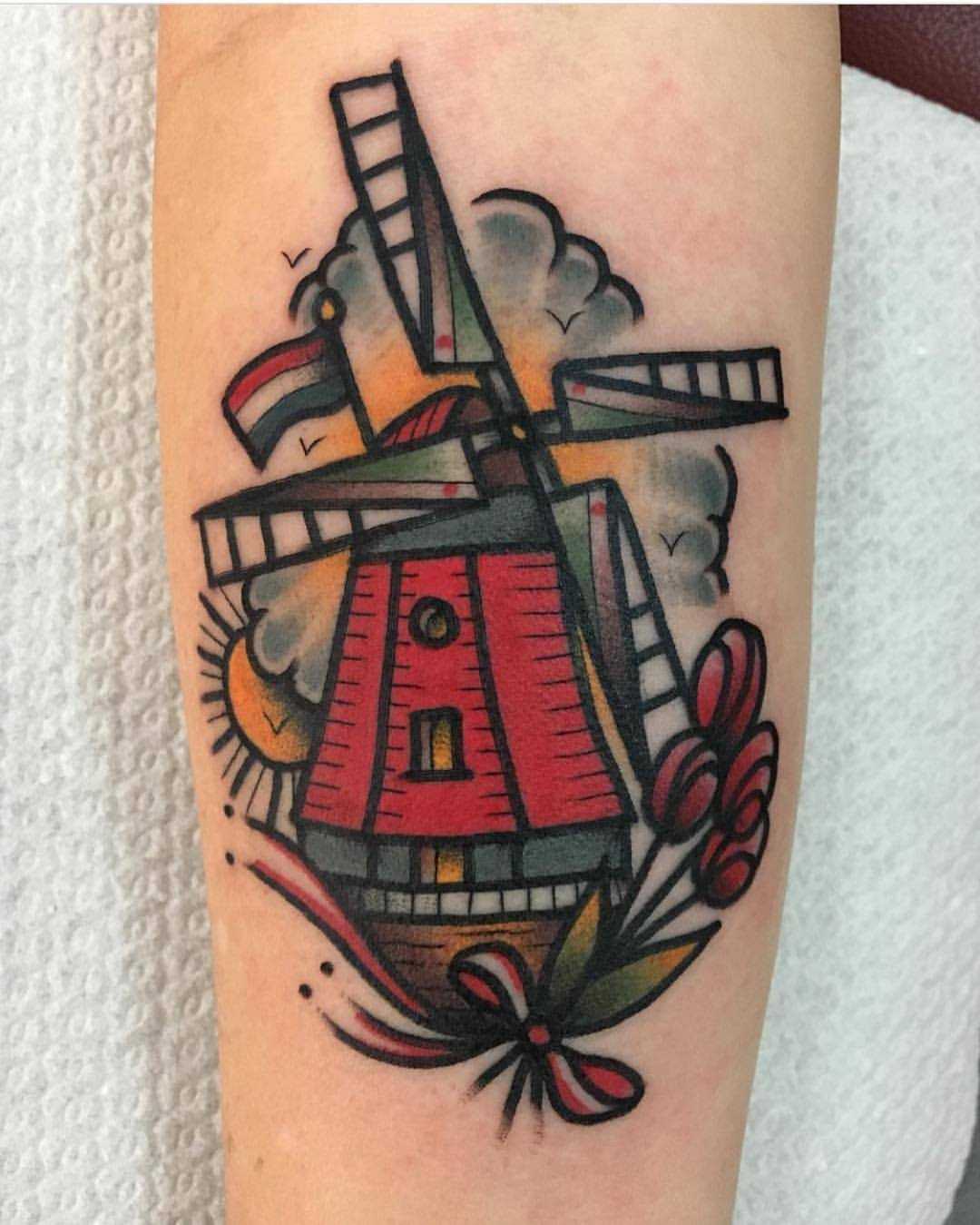 Windmill tattoo by Jeroen Van Dijk