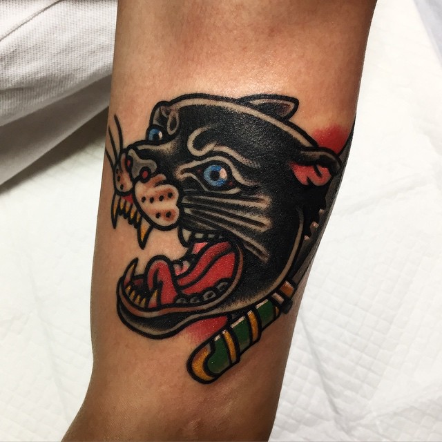 Angry panther tattoo