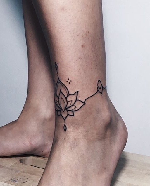 Ankle Lotus tattoo by Marlon B Tatts