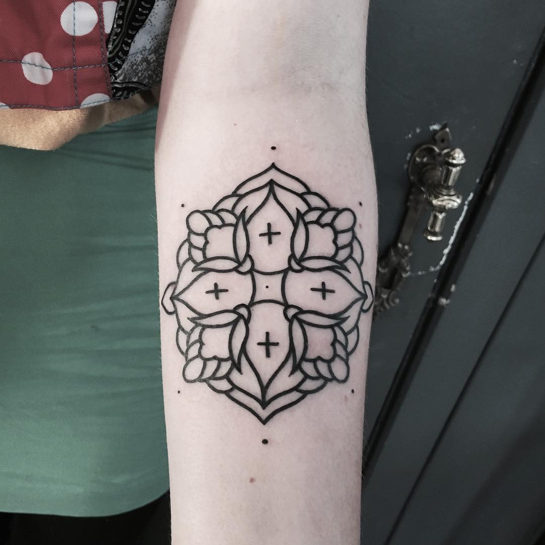 Basic floral cross tattoo