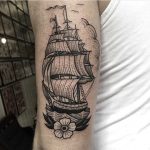 Black ship tattoo by Susanne König