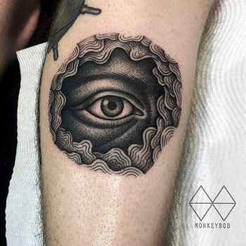 Blackwork eye tattoo by Monkey Bob