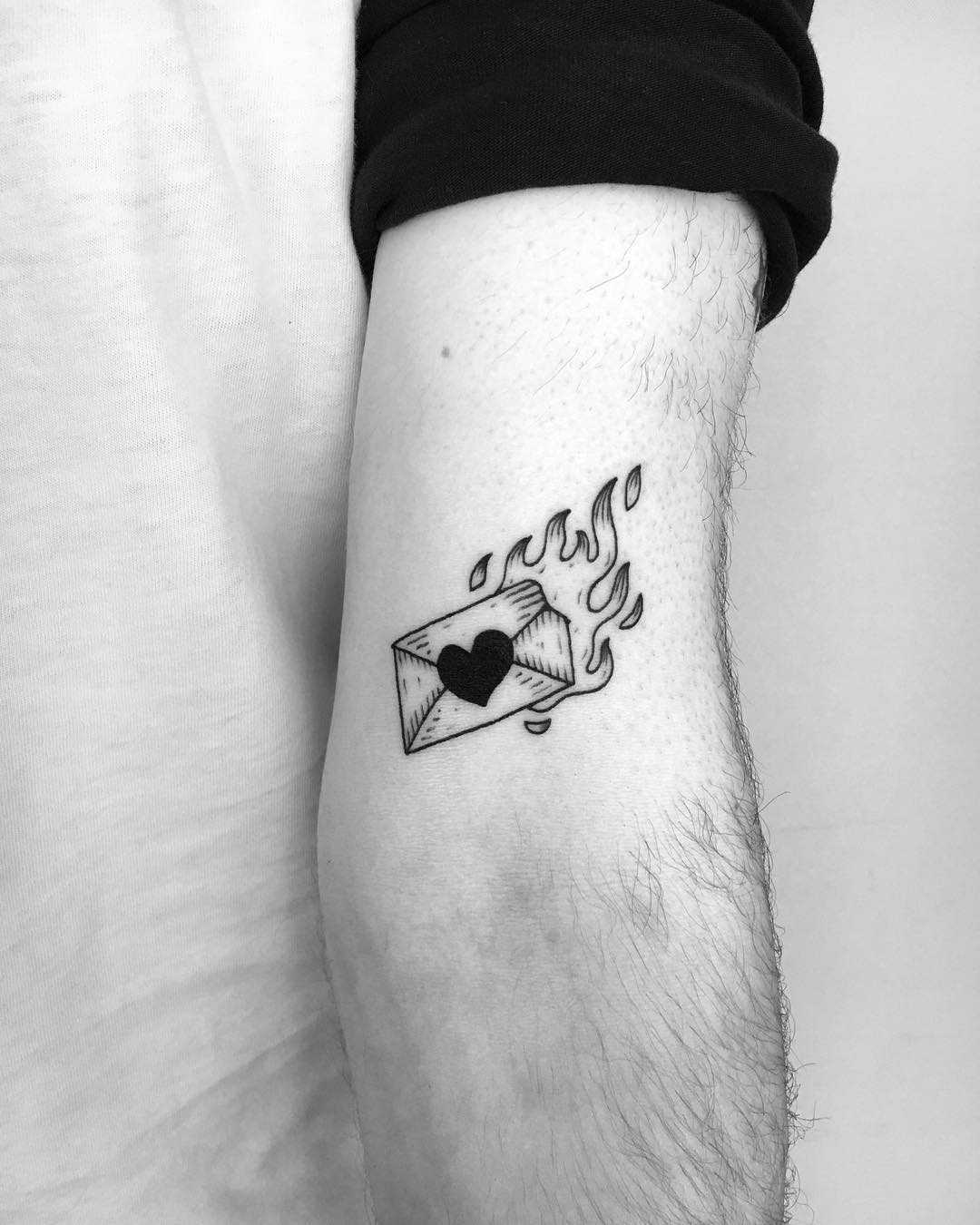 Burning love letter tattoo