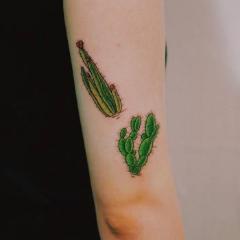 Cacti tattoos on the right arm
