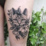 Cat and flowers by Roald Vd Broek