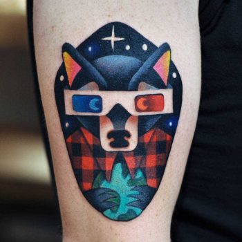 Cinema wolf tattoo by David Côté