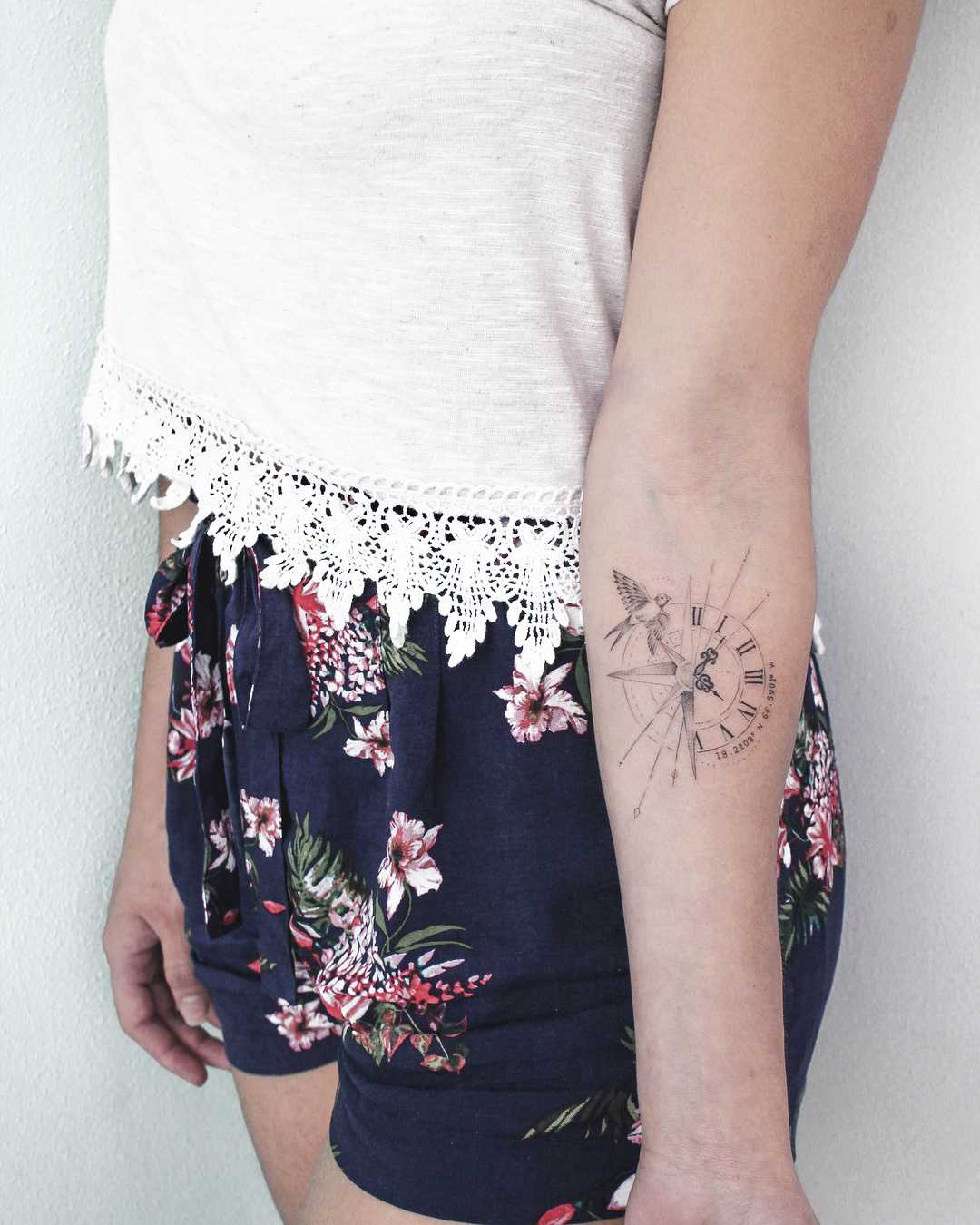 Clock and bird tattoo - Tattoogrid.net