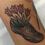 Clog and tulips tattoo by Jeroen Van Dijk