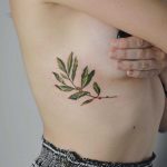 Coffee plant tattoo on the rib
