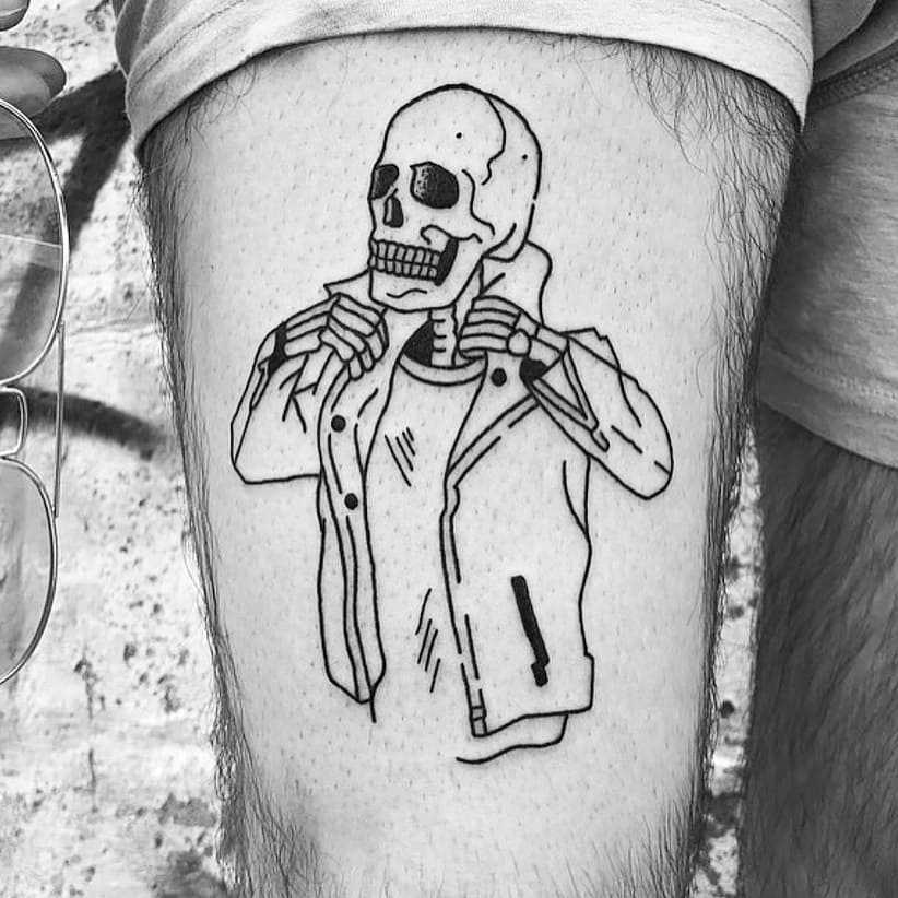 Cool guy skeleton tattoo