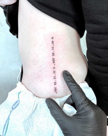 Coordinates tattoo by Marvelous Tattooer