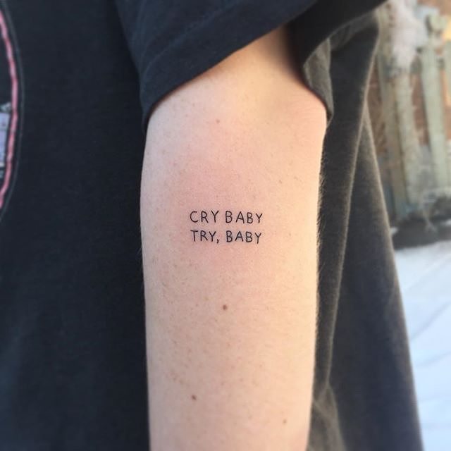 Cry baby try baby tattoo by Alex Royce