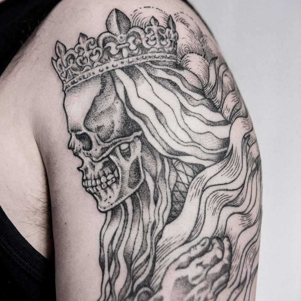 Dead king tattoo by Dogma Noir - Tattoogrid.net.