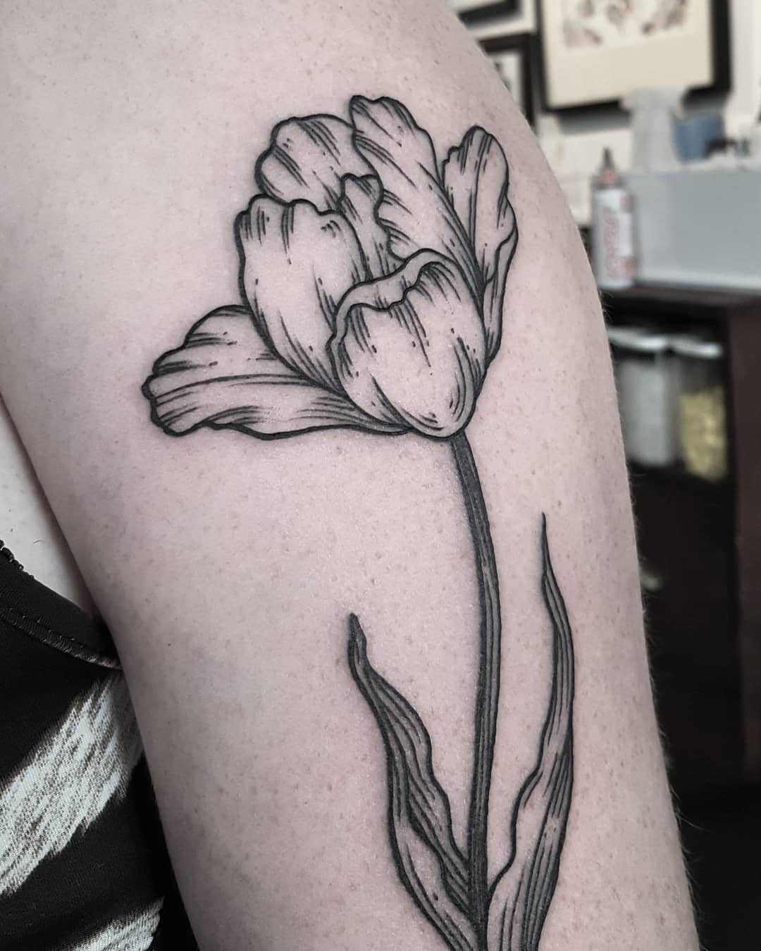 Fancy tulip tattoo