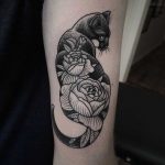 Floral cat tattoo by Susanne König