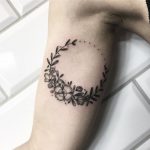 Flower crescent moon tattoo