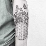 Flower of life and mushrooms by Anka Tattoo