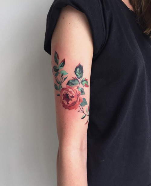 Flower tattoo by Amanda Wachob