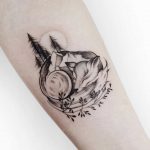 Fox and landscape tattoo by Sasha Tattooing