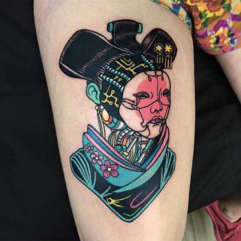 Freaky Japanese woman by Raro done At Cornelius Tattoo