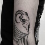 Goat skull done at Primordial Tattoo Studio