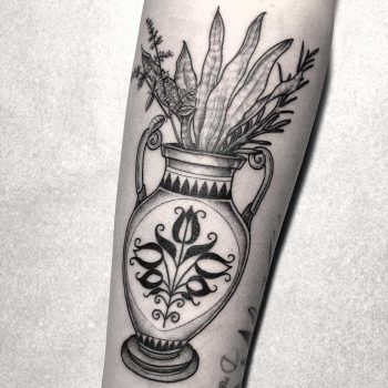 Greek vase with flowers tattoo