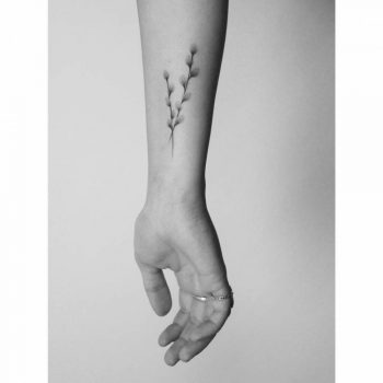 Hand-poked pussy willow tattoo
