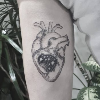 Heart with a cosmic scenery