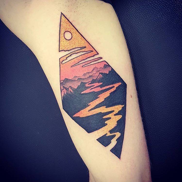 Landscape tattoo by Onnie Oleary