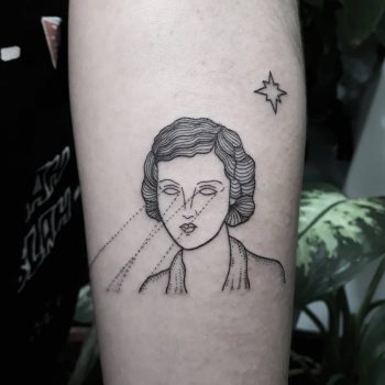 Laser beam lady tattoo
