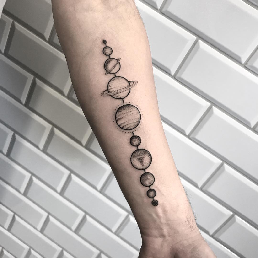 Lined planets tattoo