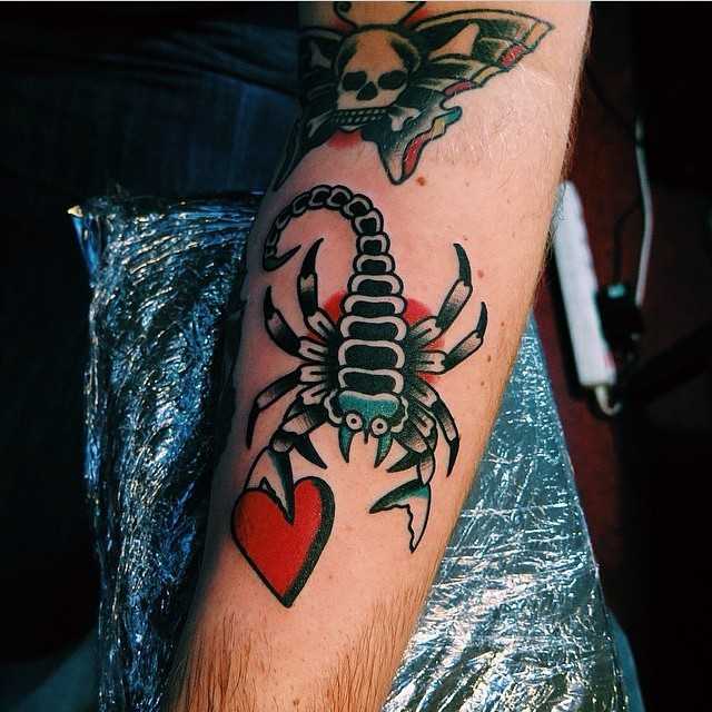 Love scorpion tattoo by Rich Hadley