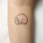 Lovely curled-up dog tattoo