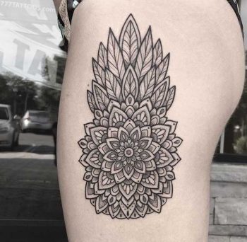 Mandala pineapple tattoo by Kelly Kill Again