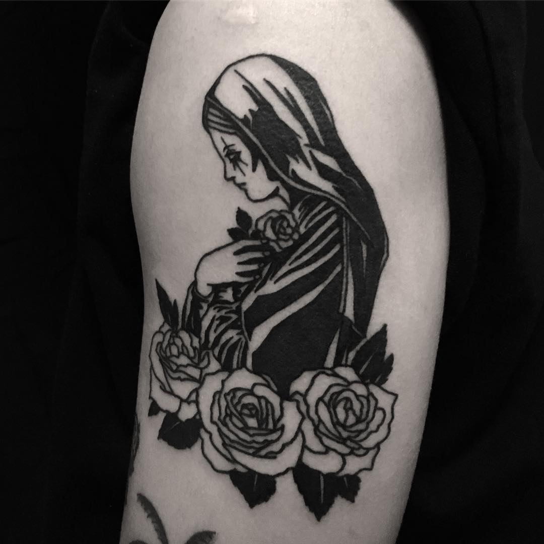 Mary tattoo done at BK Ink Studio