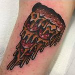 Melting pizza tattoo by Lewis Mckechnie