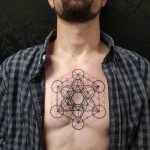 Metatron's cube tattoo on the chest