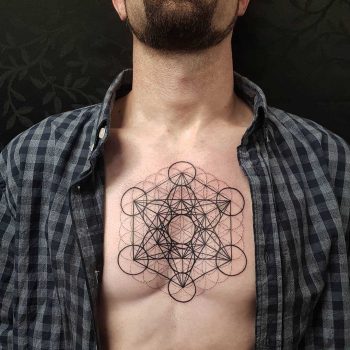 Metatron's cube tattoo on the chest