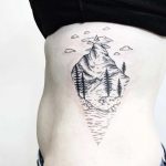 Mountain scene tattoo by Lucid Lines