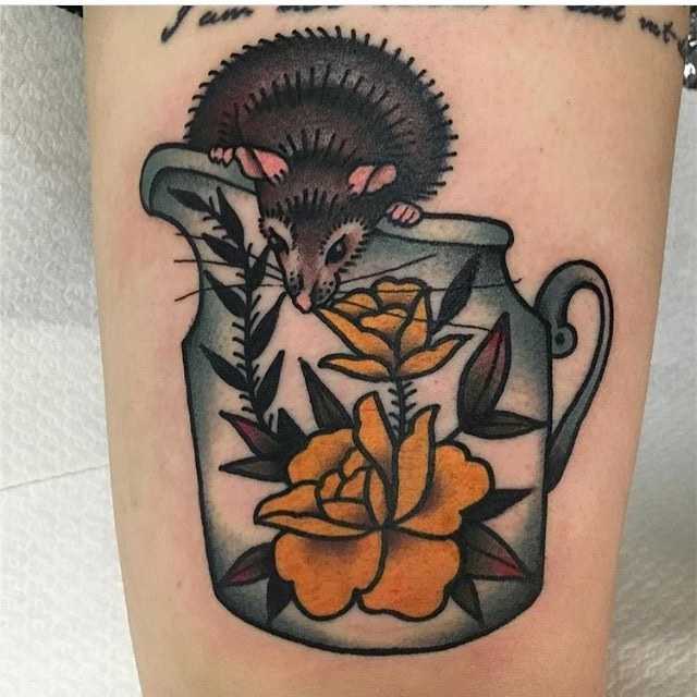 Mouse and jug tattoo