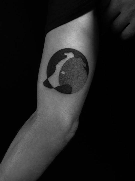 Negative space whippet tattoo