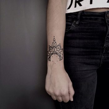 Ornamental half mandala on the wrist