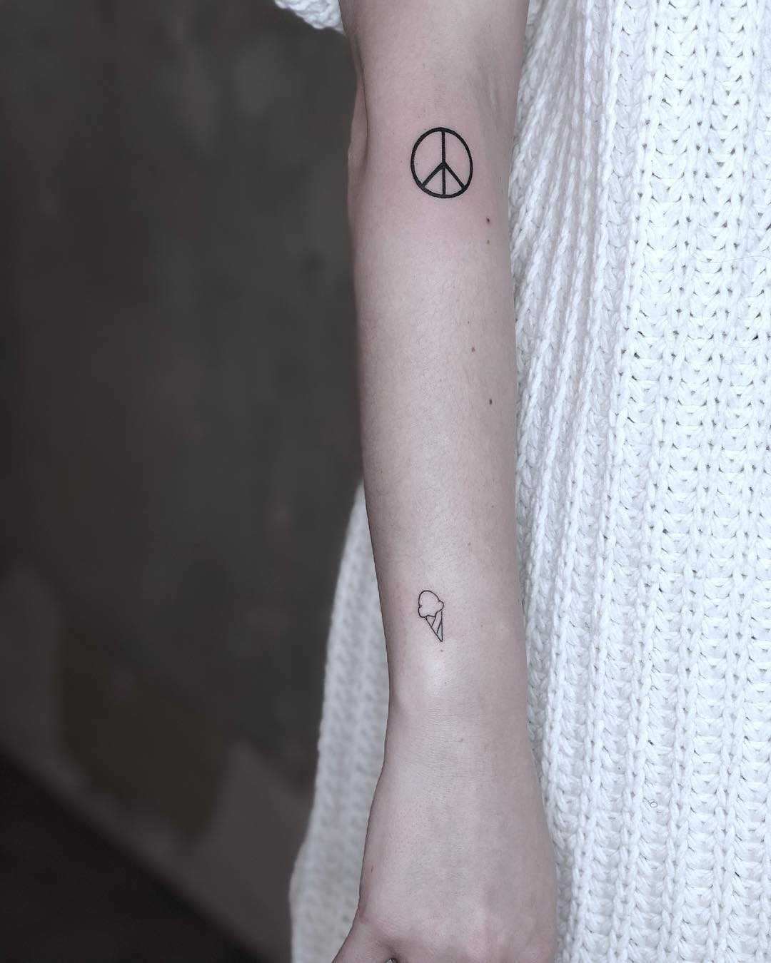 Peace and icecream symbol tattoos