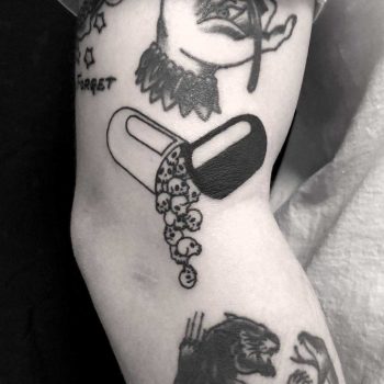 Pill tattoo done at BK Ink Studio