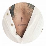 Script and cross tattoo by Cholo