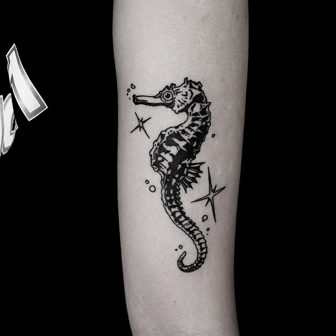 Seahorse tattoo done at BK Ink Studio