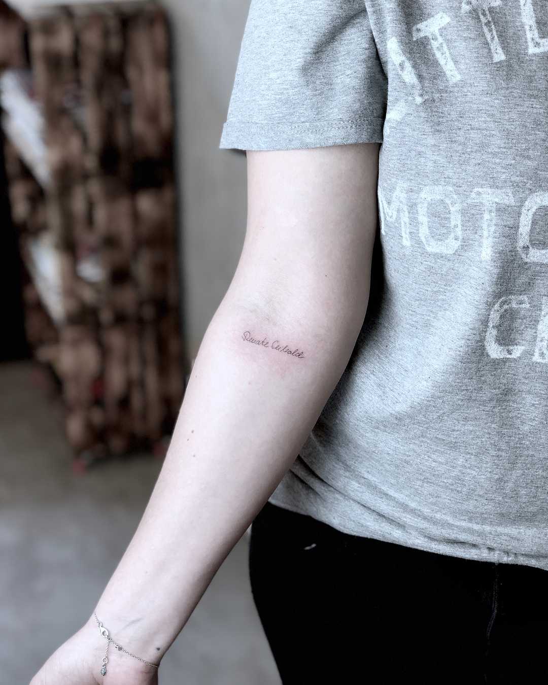 Single needle signature tattoo by Lox Luna