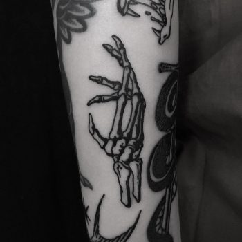 Skeleton hand tattoo done at BK Ink Studio
