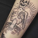Skeleton in Lake Michigan tattoo